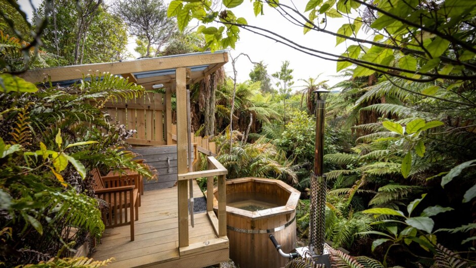 Enjoy our complimentary hot tub in its secluded bush setting