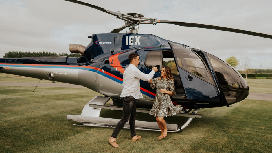 Arrive in style by helicopter to indulge in truffle hunting