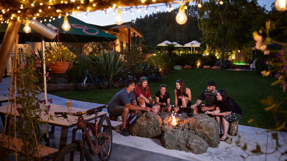 BaseCamp's outdoor firepit is great for friends or family gatherings