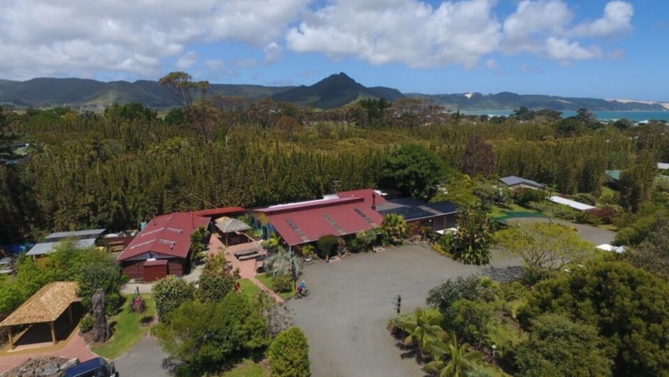 Aerial view of Ahipara Holiday Park