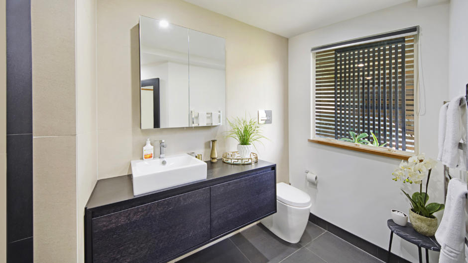 Brand new bathroom with Shower, Toilet, Vanity and Underfloor Heating