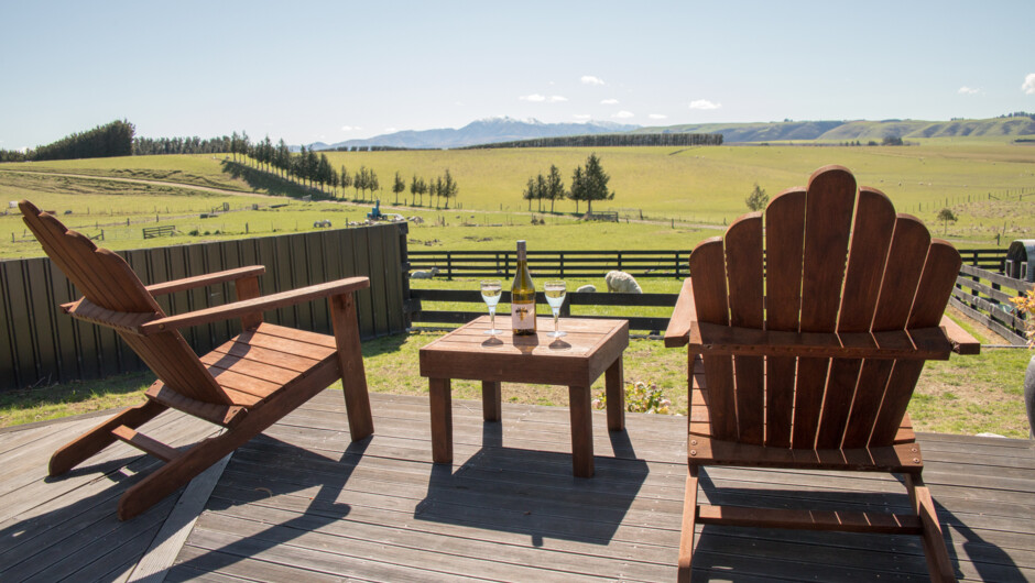 Wine on the deck with 180 degree farm views