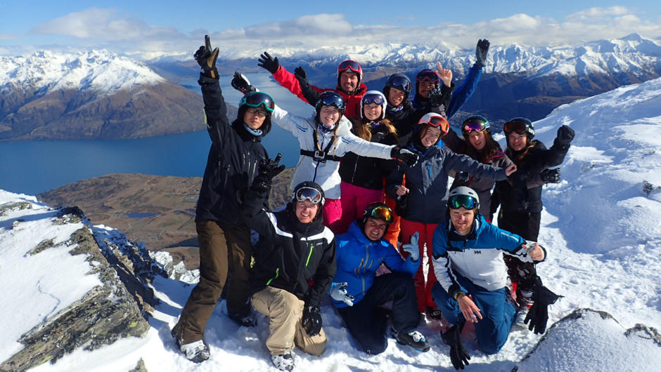 Ski instructors at the top of the Remarkables