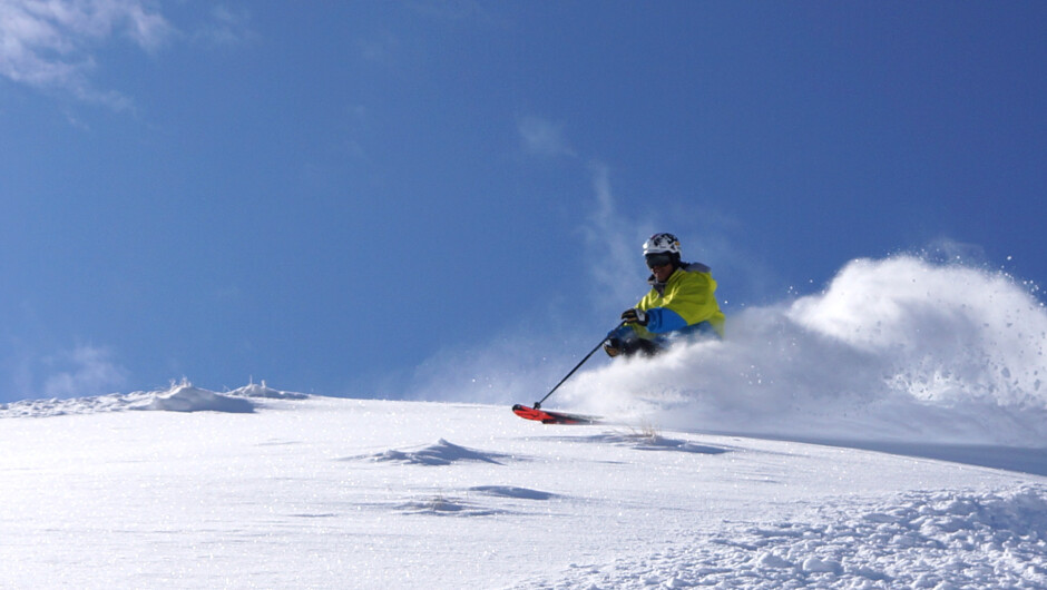 Enjoying powder at Coronet Peak