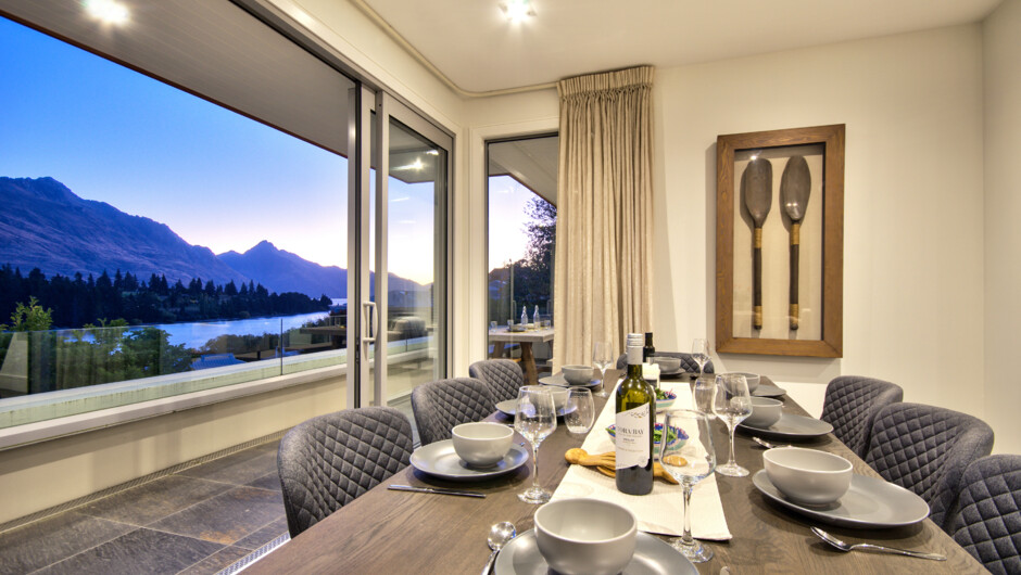 Dining area with lovely views as access to balcony