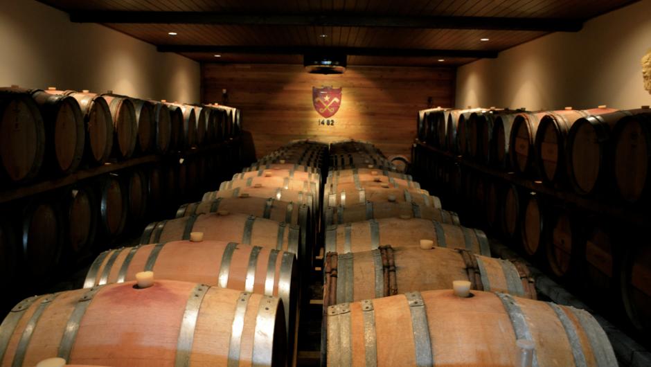 Our stunning barrel hall where Hans nurtures his wine before bottling them.