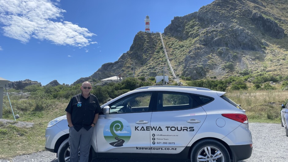 Tom, your Driver/Guide at Cape Palliser lighthouse, the most southern point of the North Island.