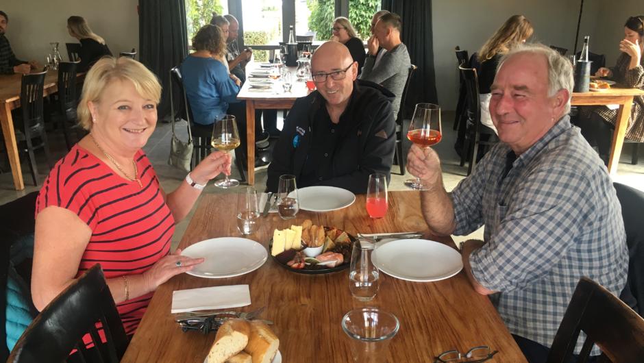 Guests enjoying the fabulous platter lunch at Poppies Martinborough.