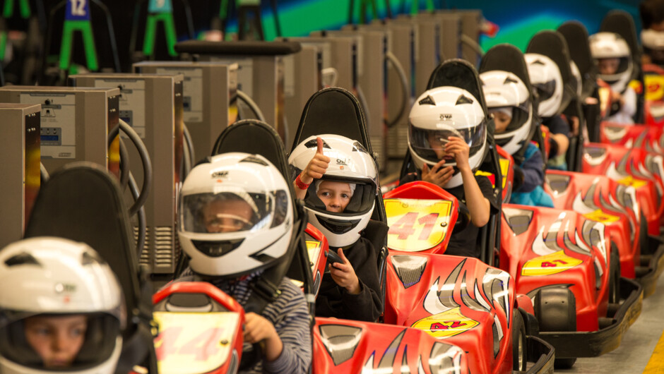 Junior karts are suitable for kids aged 7-12 and at least 120cm in height.
