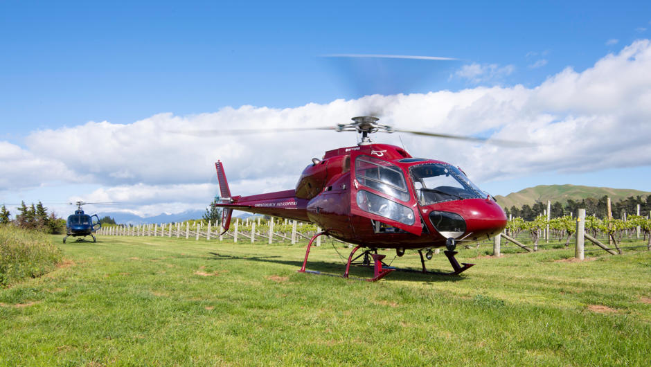 Helicopter parked up at Winery