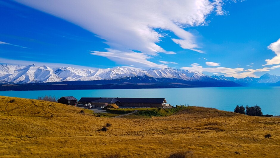 View of Lake Pukaki and Aoraki Mt Cook