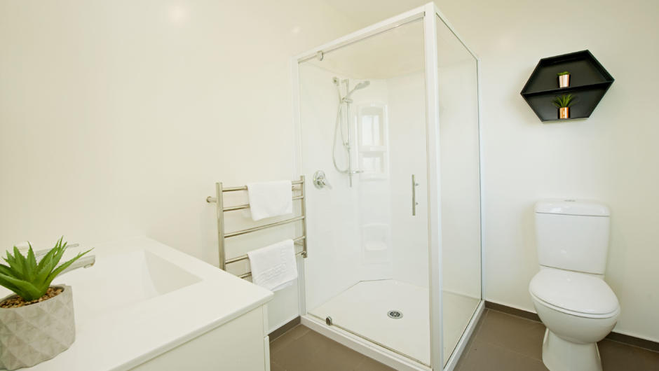 Master ensuite bathroom, tiled. With Shower, Toilet &amp; Vanity.