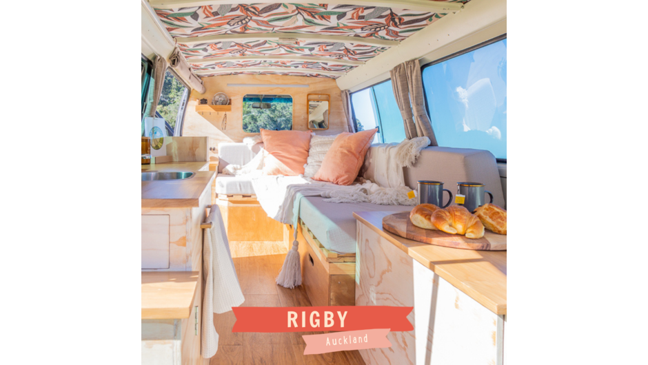 Rigby is a gorgeous camper, she's compact, stylish and beautifully designed to feel airy and spacious. Her owners have pooled their talents in building and fashion design and it really shows. Rigby is a little beauty. As a compact vehicle you can zip abou