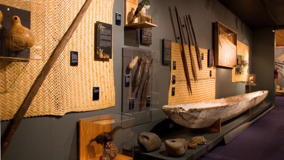 Pre-European artefacts on display at Russell Museum.