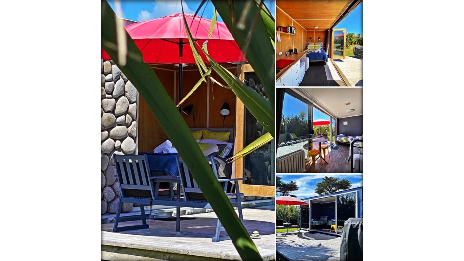 Tui Studio Pods.Our Tui Studios are immersed in our natural landscape, surround by native Harakeke, allowing you to go with the peaceful flow, relax to the sound of singing birds and wildlife. Each en-suite and micro kitchen pod is individual, quirky and 