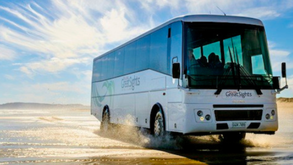 Cape Reinga beach bus tour.