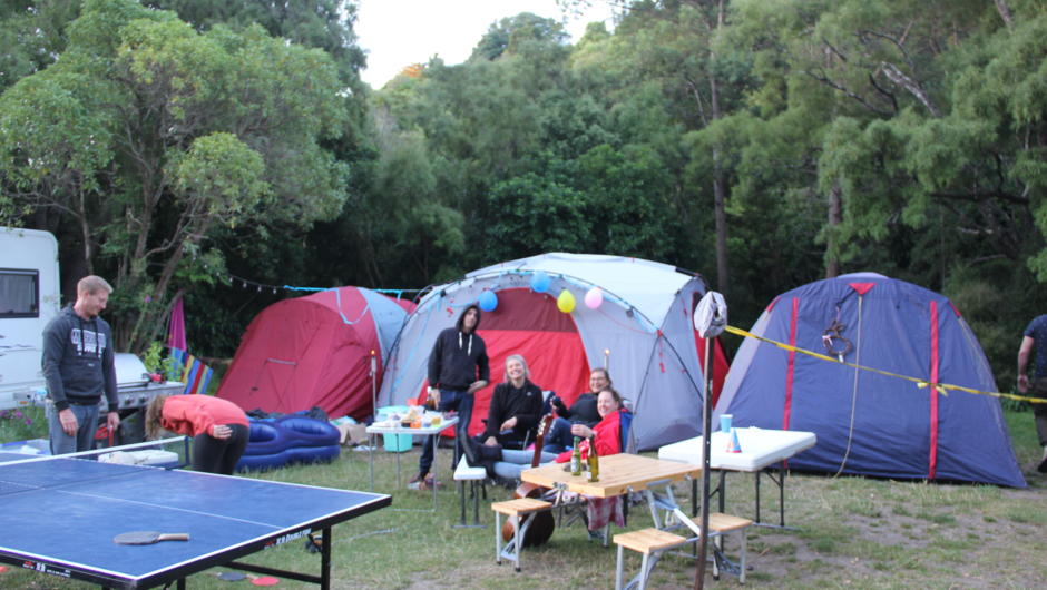 We have 3 areas for tents- family camping, in The Glade, kid free in The Meadow and under the walnut trees.
