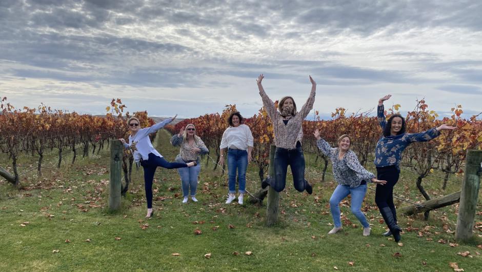 Vine jumping at a vineyard.