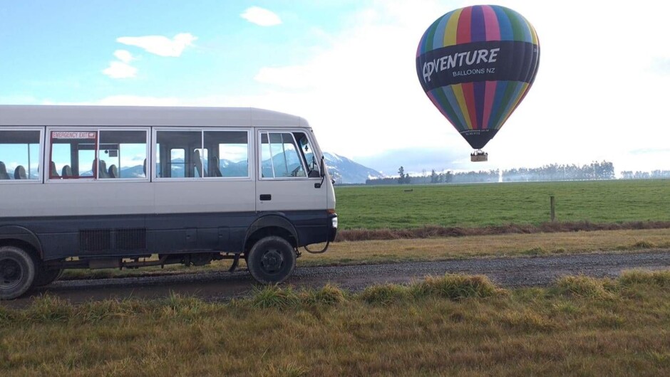 Our 4x4 bus following the balloon.