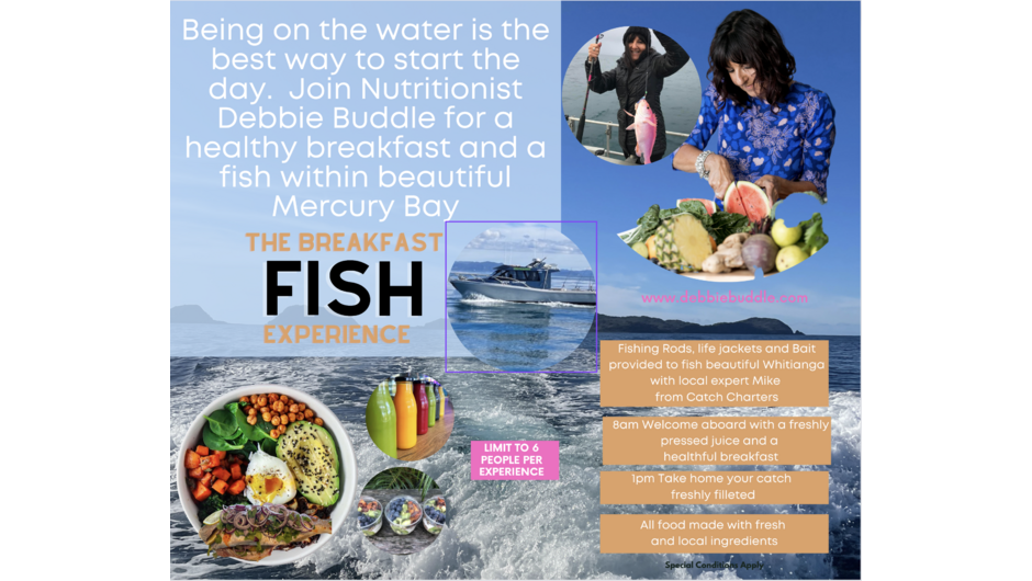 Join Debbie and Mike for half a day of breakfast and fishing within the beautiful Mercury Islands in Coromandel.  Departing from Whitiangā.