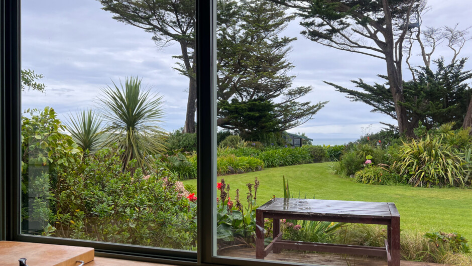 Outlook over garden from Cottage Kitchen.