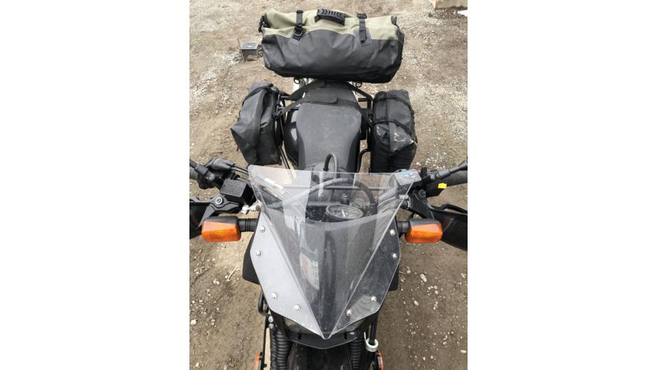 Our Adventure bikes fitted with a soft bag luggage setup