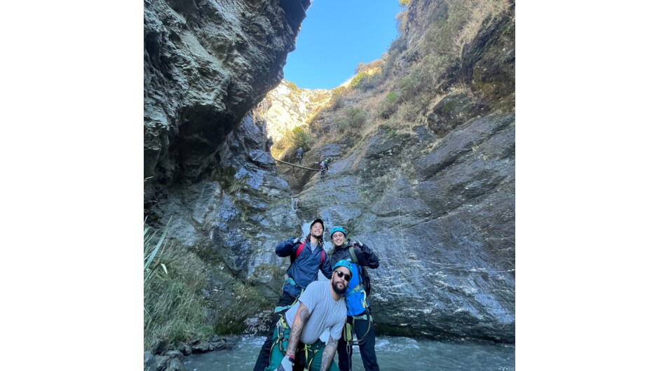 Group enjoying Waterfall climb - Wildwire Wanaka