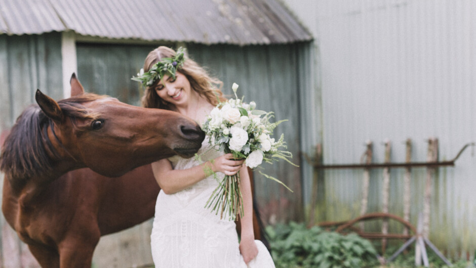 Bride with one of our horses.