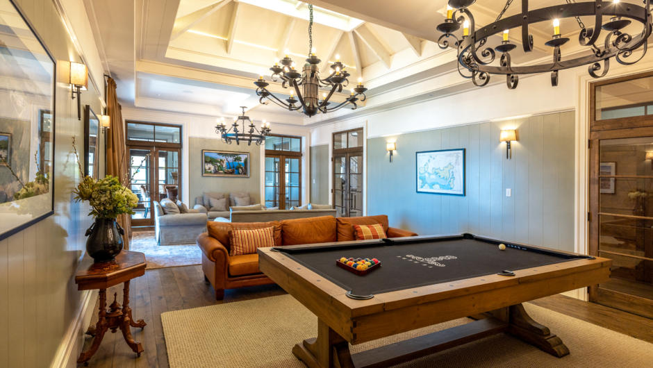 A large billiards room. The perfect place to unwind with a whiskey at the end of a long day.