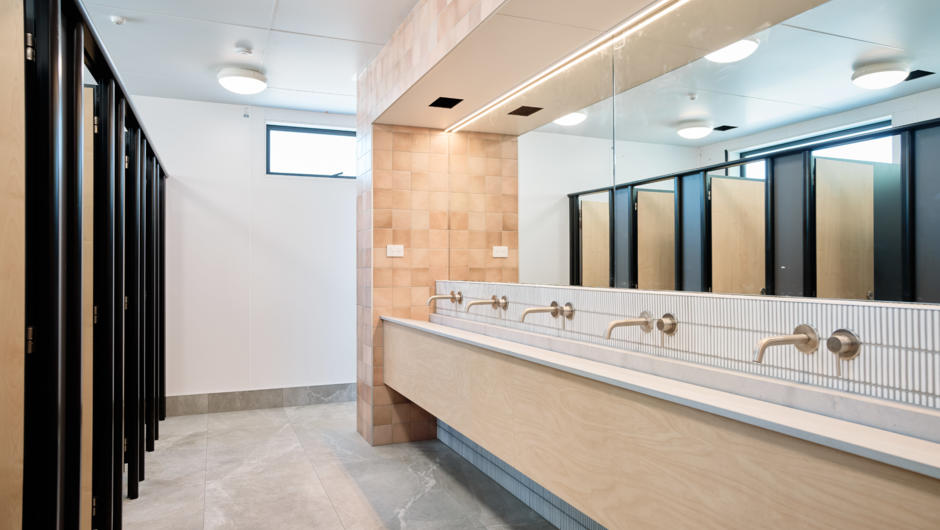 Modern brand new bathrooms with heated floors, great water pressure and cloud 9 hair straightners.