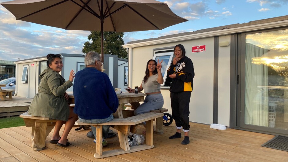 Guests enjoying the outdoor area at our 2 Bedroom cabin.