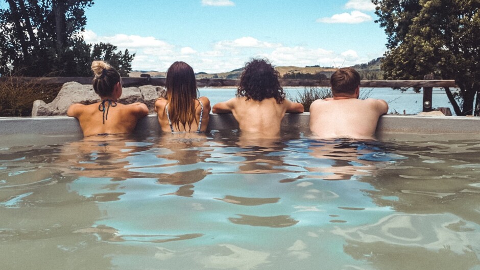 Guests at Rotorua hot pools