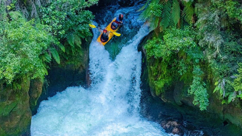 This could be you! Flying down the mighty Tutea Falls in Rotorua New Zealand.