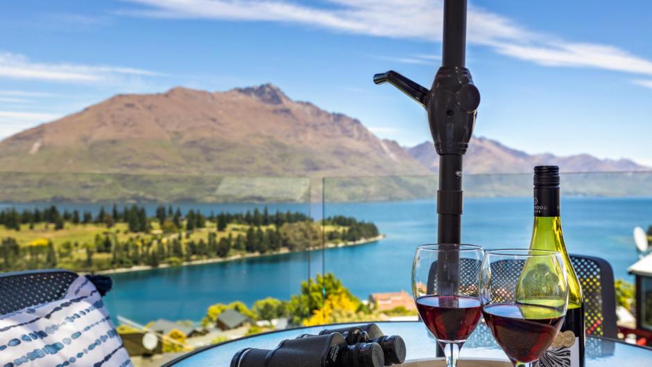Enjoy a glass of Otago Pinot Noir on the balcony