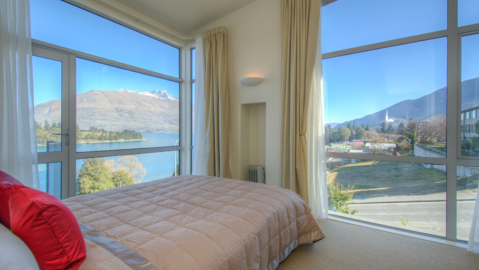 Bedroom one with lake views