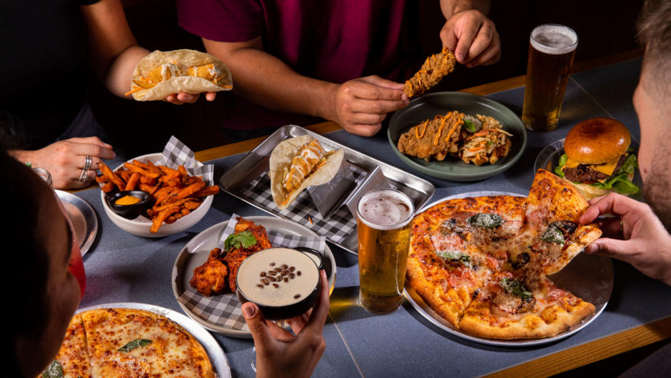 When you’re peckish, fill up on our stone-baked 12″ pizzas, gourmet pies, burgers and other supreme bites, without robbing the bank – think $10 cocktails and delicious eats all under $20.