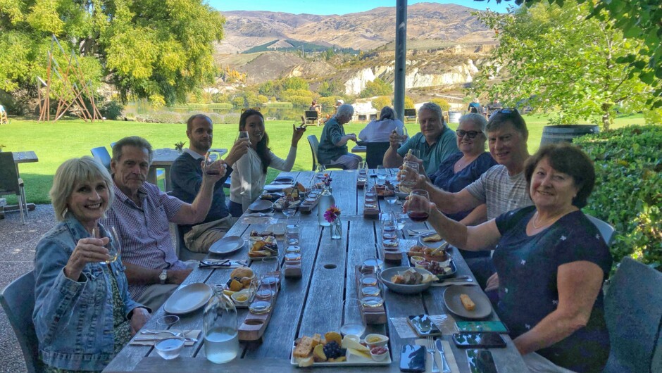 Platter style lunch at Carrick Vineyard - a key social time of the day on the Boutique Wine