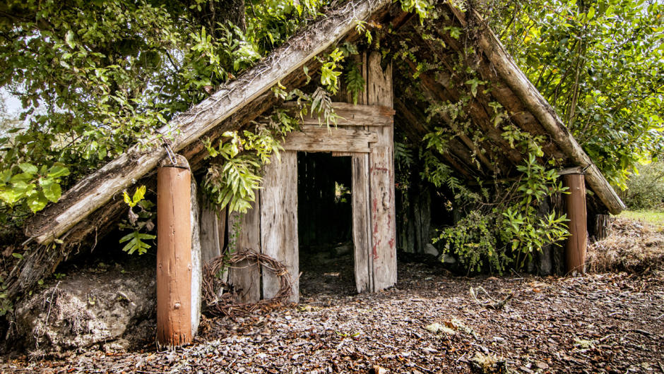 Hut standing in the Buried Village in Rotorua