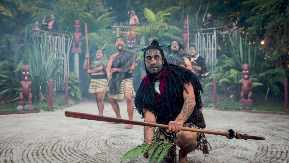 Cultural performance at Tamaki Māori Village in Rotorua