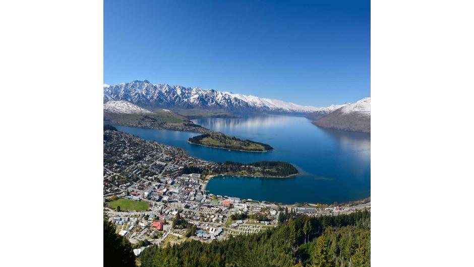 View of Queenstown, the adventure capital of New Zealand.