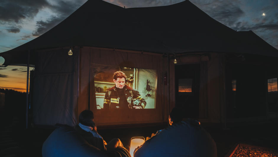 Outdoor movie projector.
