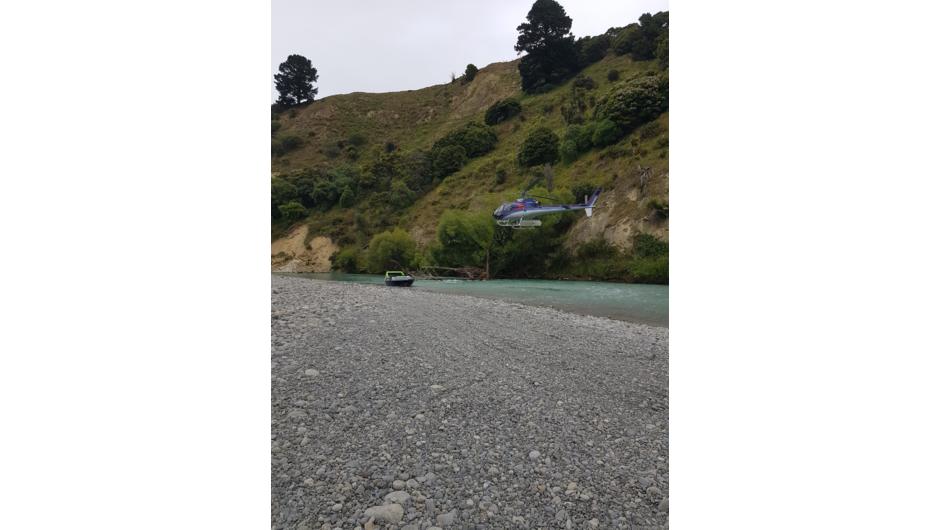 Your jet boat awaits you on the edge of the Hurunui River.