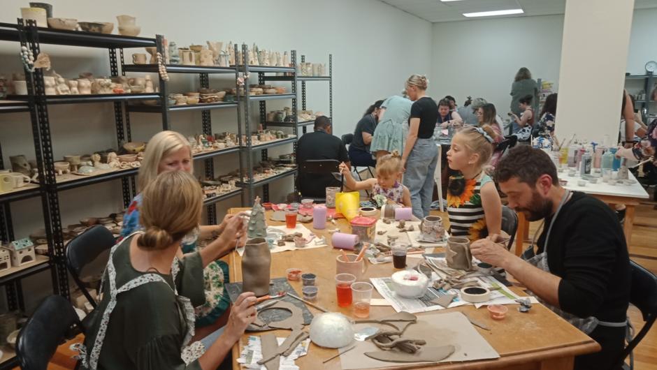 Wine and clay night at the Pottery Studio