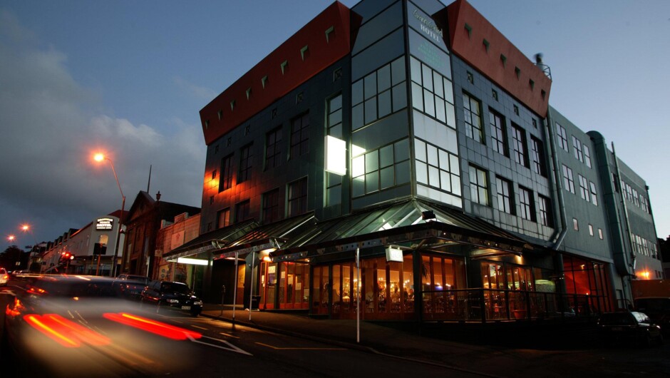 Distinction New Plymouth Hotel exterior at night