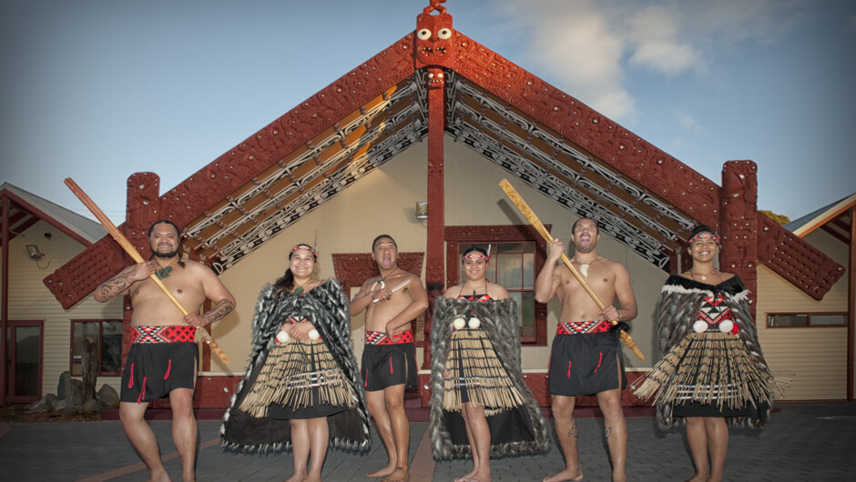 Our cultural performers outside our Whare Tupuna 'Wahiao'.  Daily performances from 11.15am.
