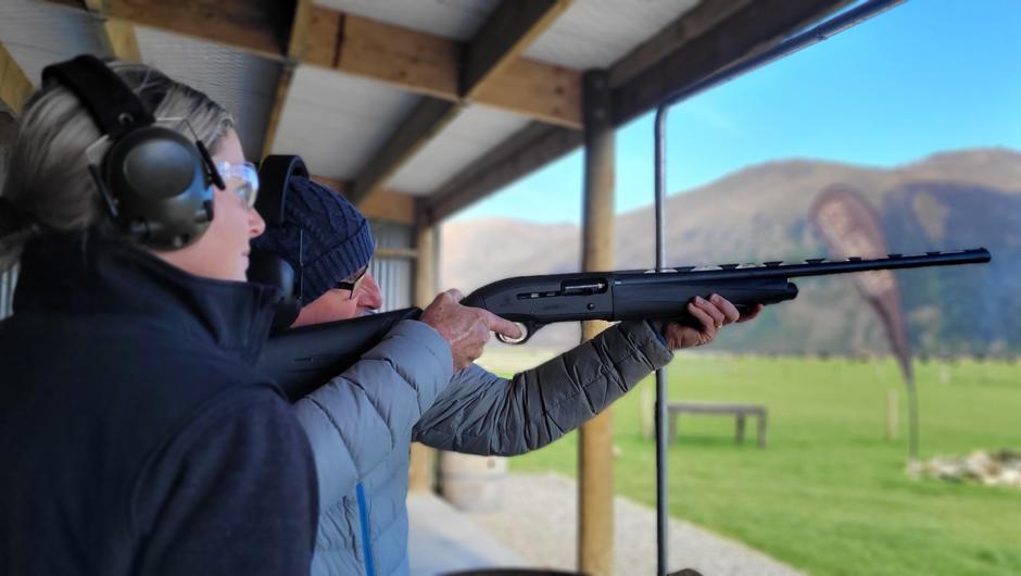 Shoot clays against a stunning mountain backdrop.