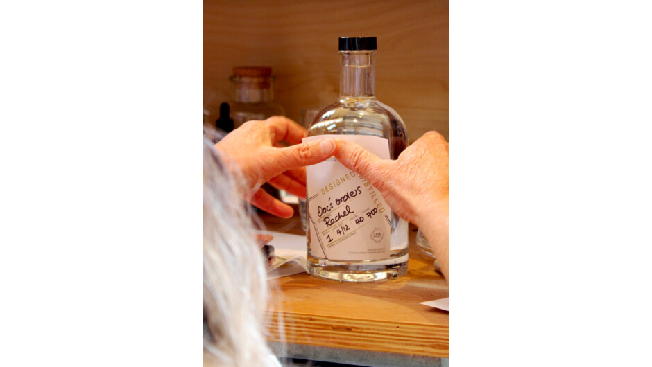 The finishing touches - label your gin before you take it home.