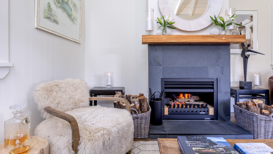 Curl up beside the beautiful open fire with a book and glass of wine.