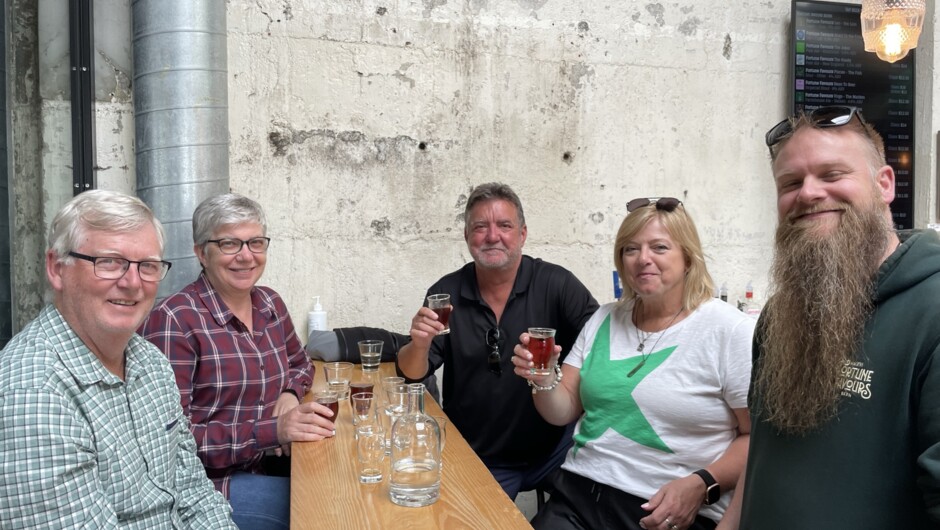 Customers with Josh from Fortune Favours enjoying a selection of Fortune Favour beers.