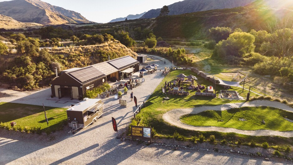 At the Base area, you’ll find Ticketing & Retail, the Workshop & Rentals and Velo Cafe and Beer Garden. Guests can relax in the garden area, watching the younger ones have a go on the mini-pump track, or play in the sandbox and on the swing set.